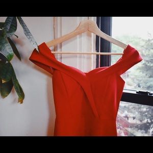 Off the shoulder structured body con dress